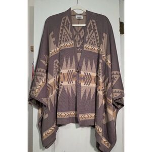 Neiman Marcus Southwest Aztec Cotton Knit Poncho XL